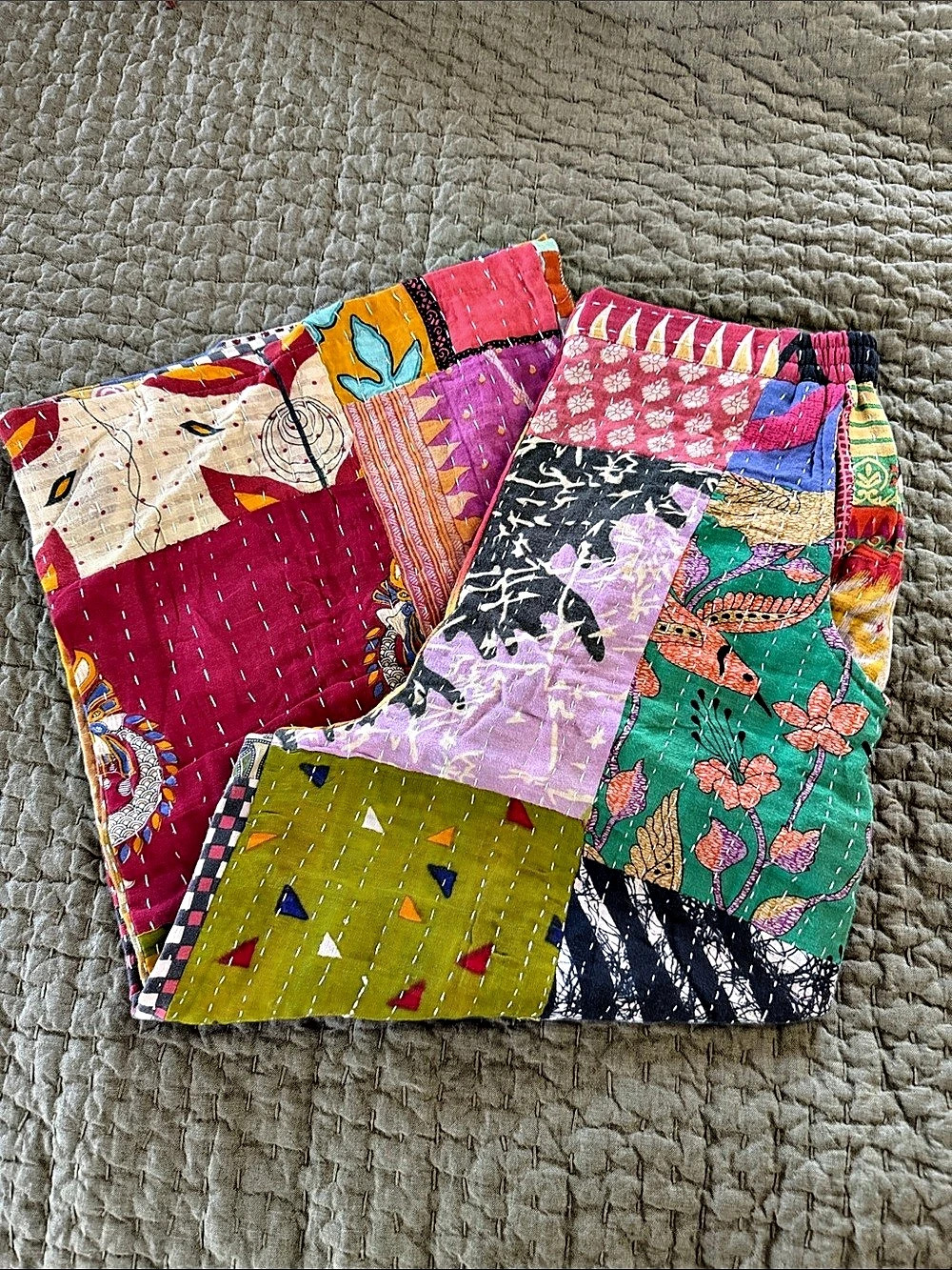 Rahab's Rope Kantha Sunrise Patchwork Pant Multicolor L/ XL
